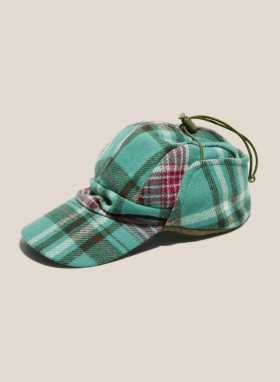  Bonnet de chasse en laine bleu multicolore | Femme YMC