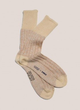  Chaussettes de travail en coton torsadé couleur sable | YMC pour femmes