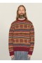  Duke Fair Isle Rundhalspullover, Burgunderrot/Mehrfarbig | Herren YMC