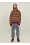  Duke Fair Isle Rundhalspullover, Burgunderrot/Mehrfarbig | Herren YMC